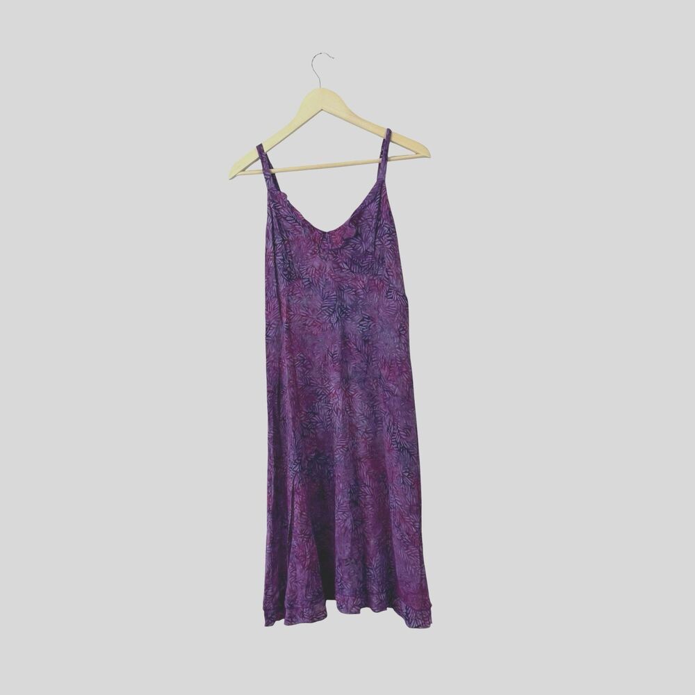 Nomadic Traders Batik Small Midi Dress Purple Sleeveless Boho Hippie Womens